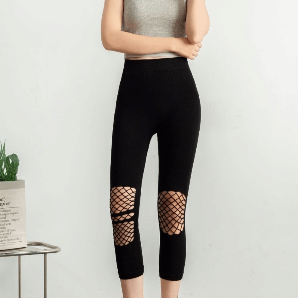 High Waist Leggings - Nuevos leggings de malla calada para