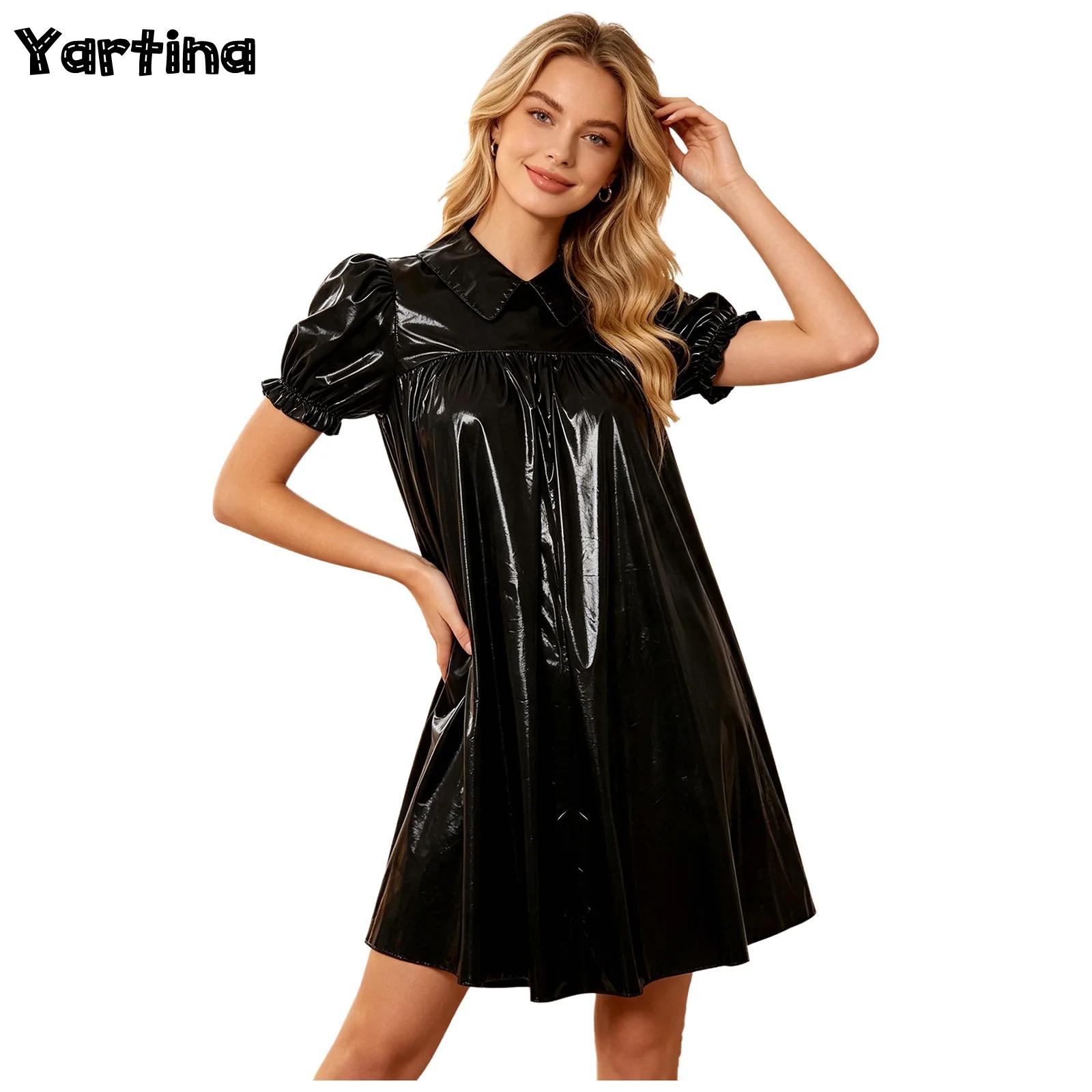 Women'S Fashion Victorian - Vestido Babydoll Brillante de PVC para