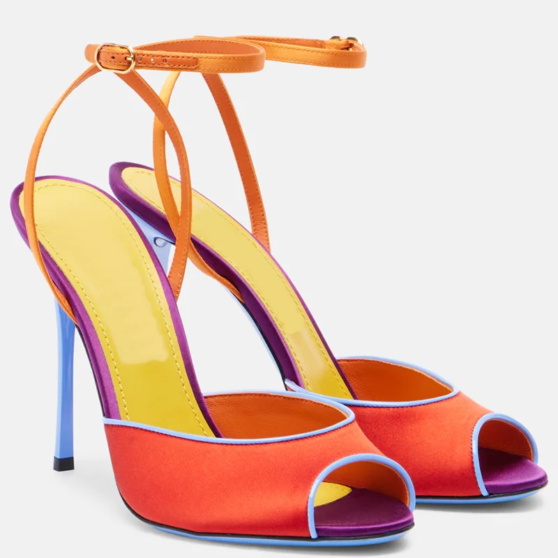 Women Fashion Nova - Sandalias de Satén con Punta Abierta