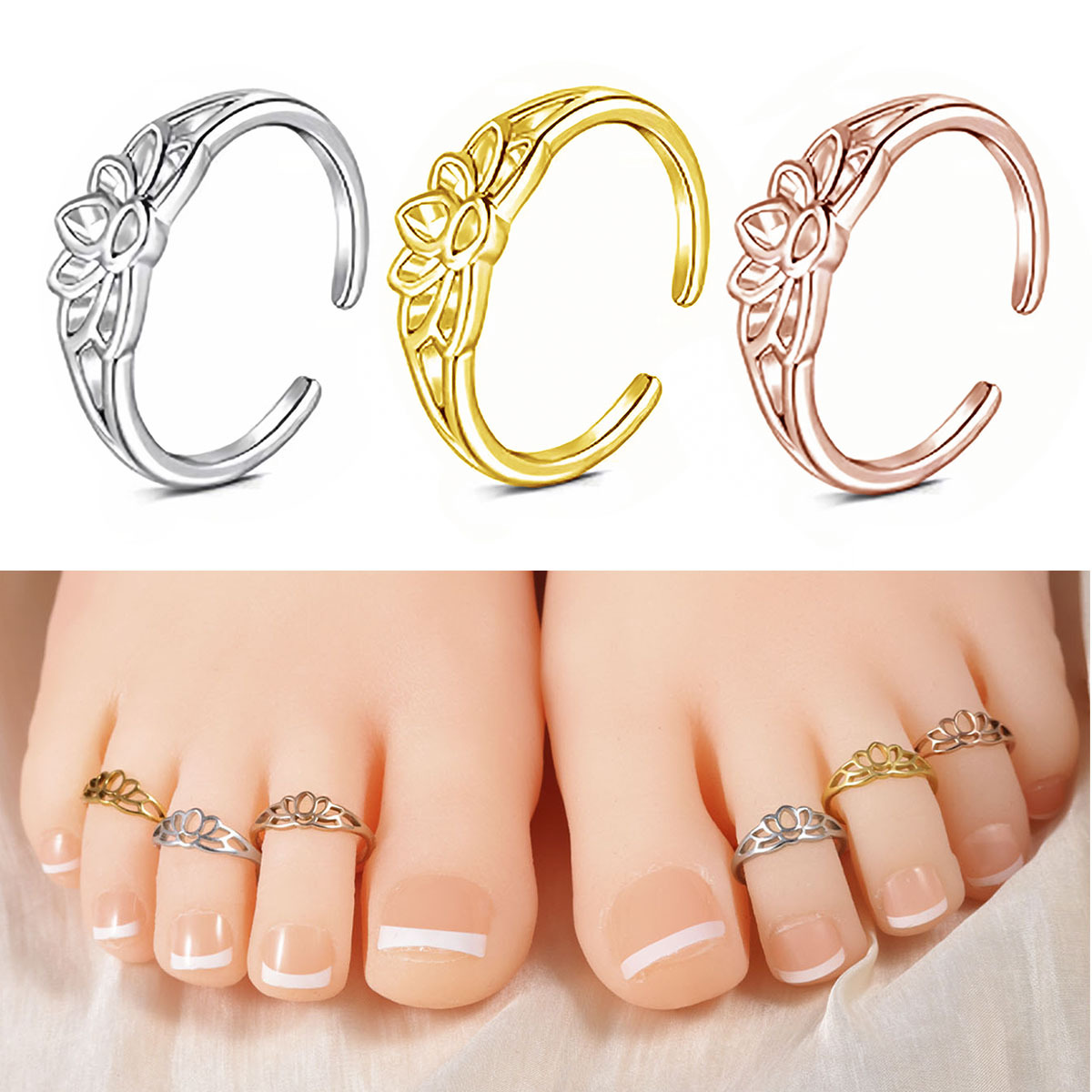 Women'S Fashion Rings Gold - Anillo de Dedo de Pie Ajustable