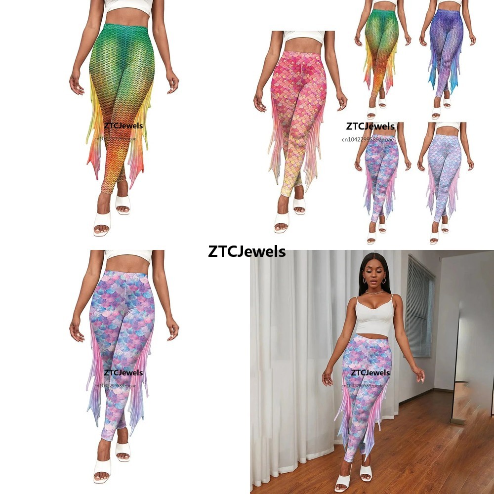 Women'S Fashion Leggings - Leggings con Estampado de Escamas de