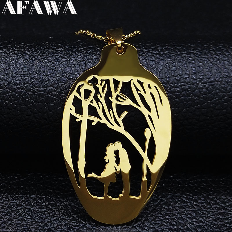 Women'S Day Fashion Show - Pareja árbol cuchara collar de acero