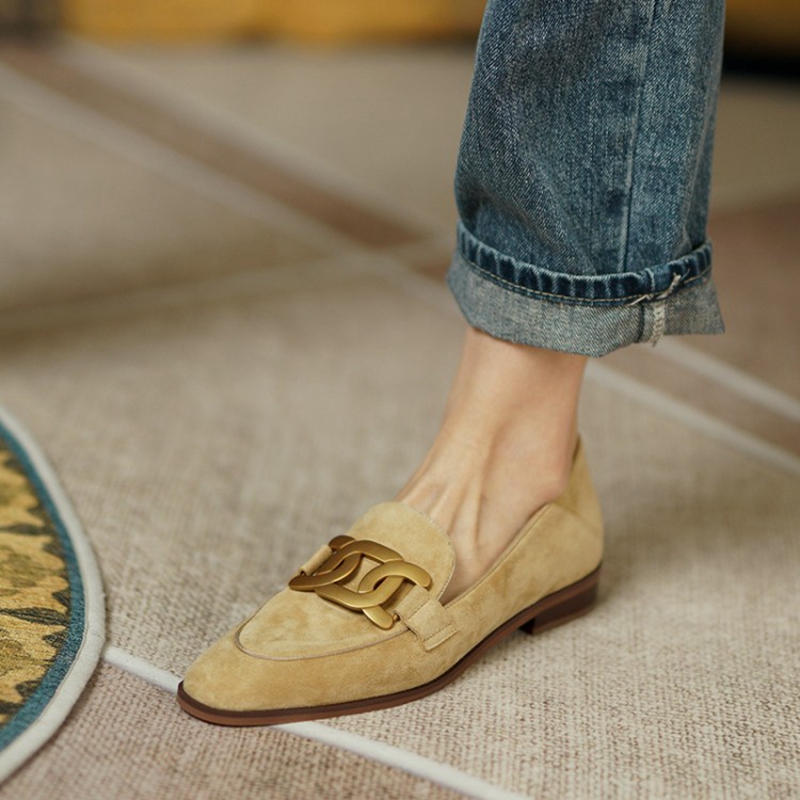 Women'S Fashion Loafers - Mocasines de cuero de ante para