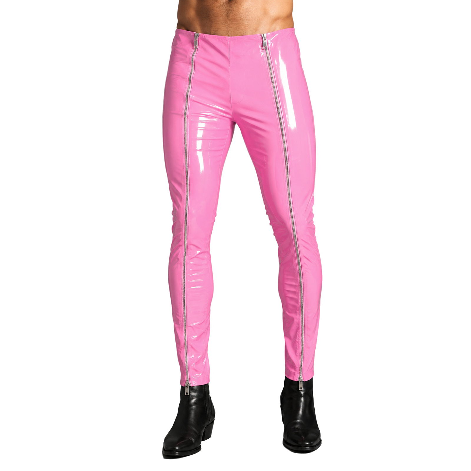 High Waist Leggings - Pantalones de cuero con efecto mojado
