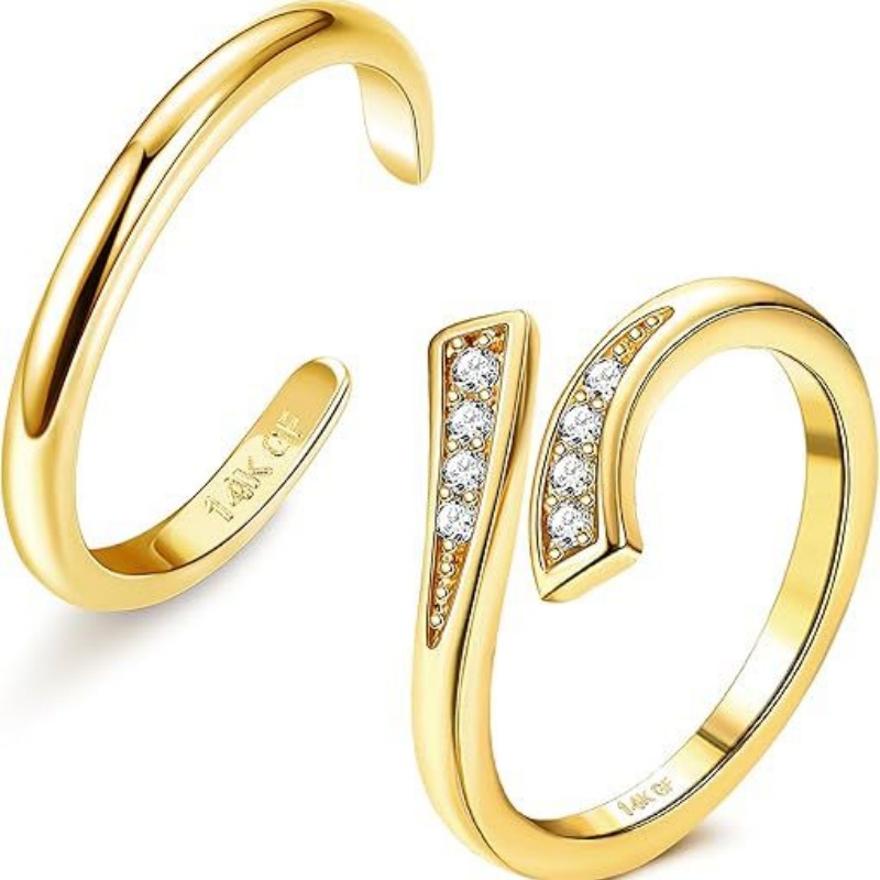 Women'S Fashion Rings Gold - Anillo de pie de circón ajustable