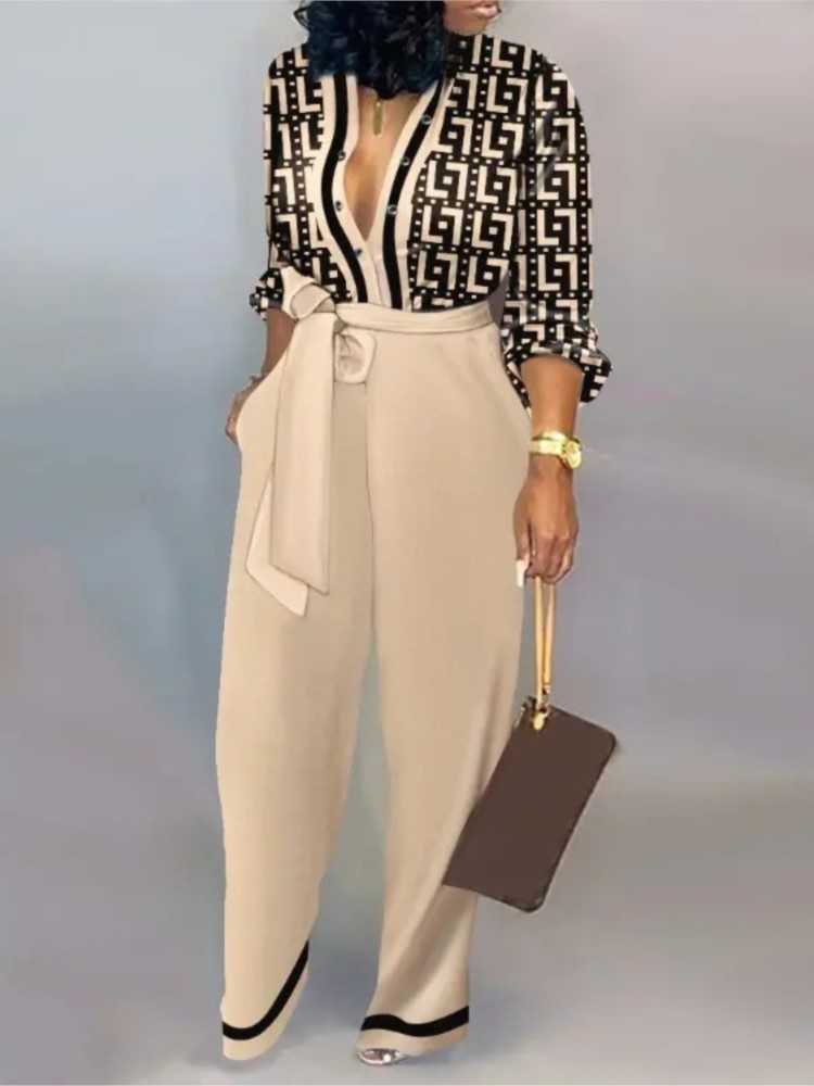 Women'S Fashion Overalls - Mono de manga larga con estampado
