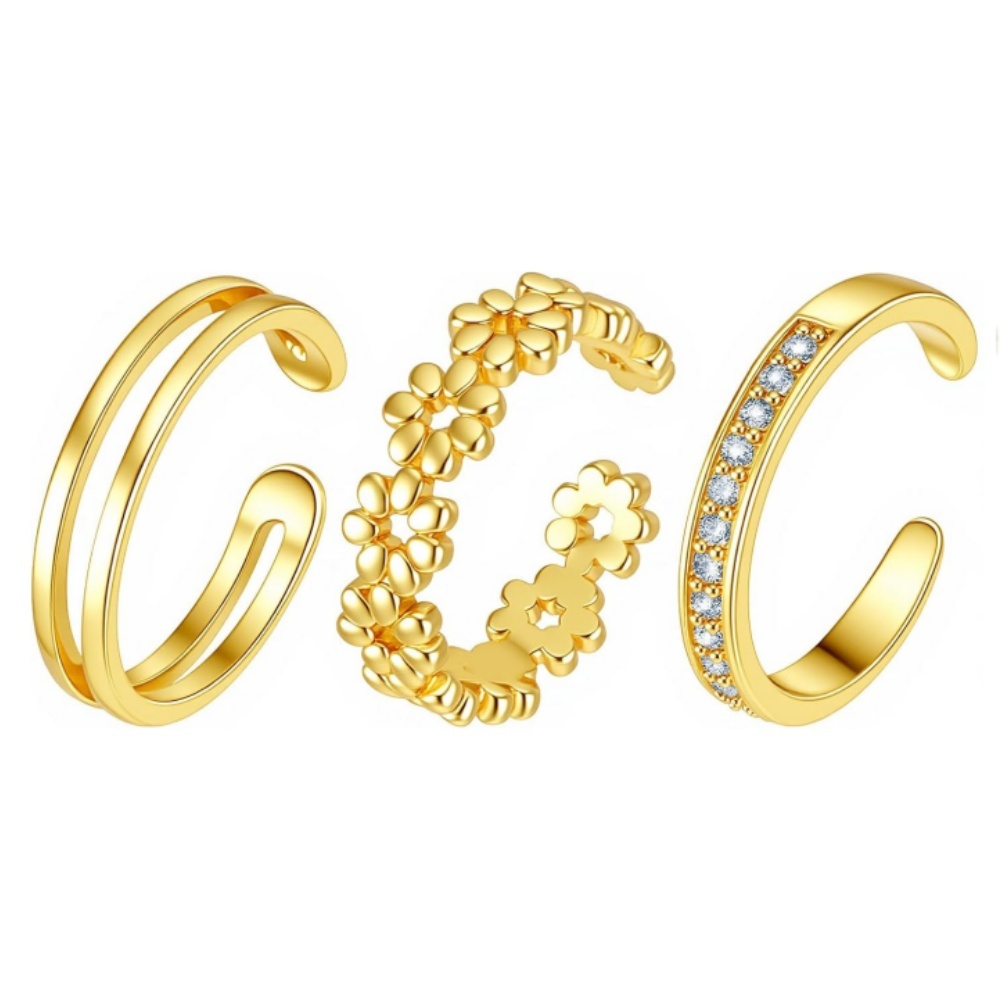 Juego de 3 Anillos Ajustables  - Women'S Fashion Rings Gold reseña y precio