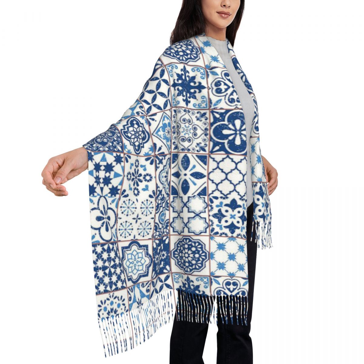 Azulejo portugués azul, bufand - Women'S Fashion Portugal reseña y precio