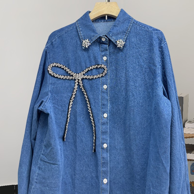 Camisa vaquera con lazo de dia - Women'S Fashion Denim Jacket reseña y precio